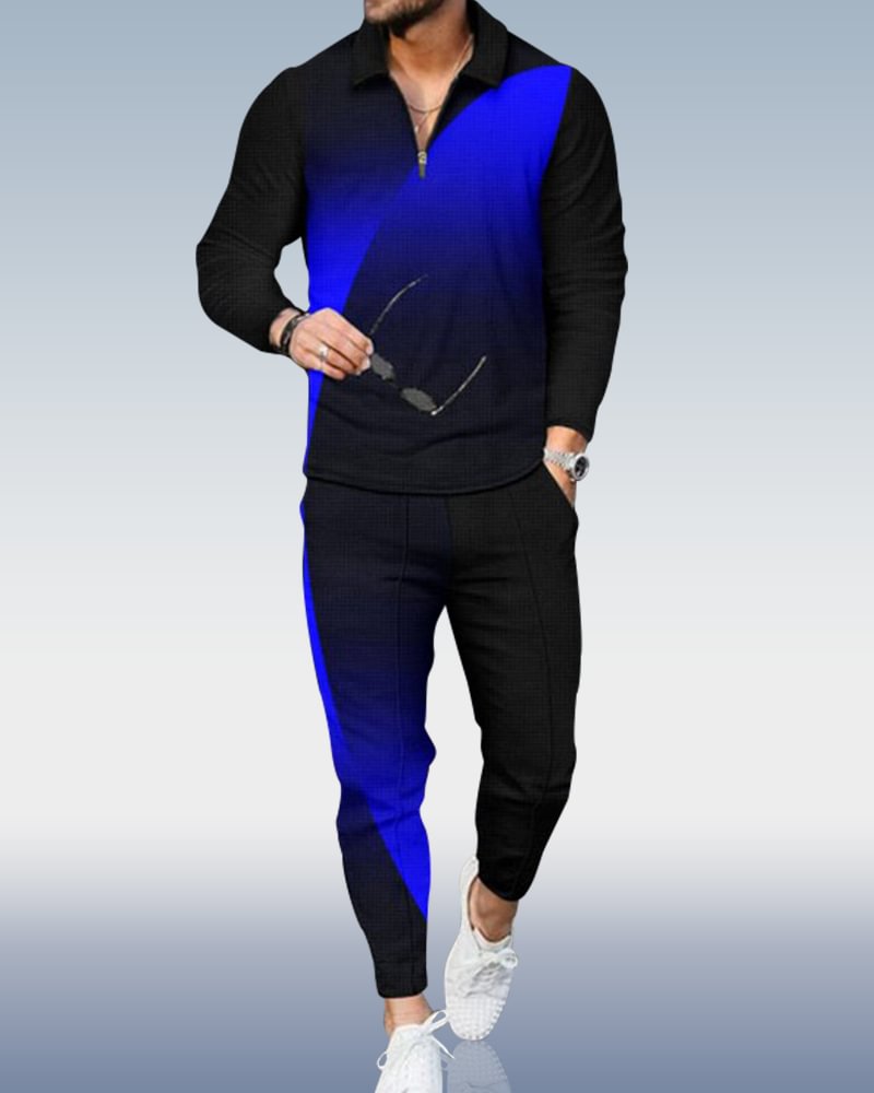 Men's Casual Personality Polo Suit 098