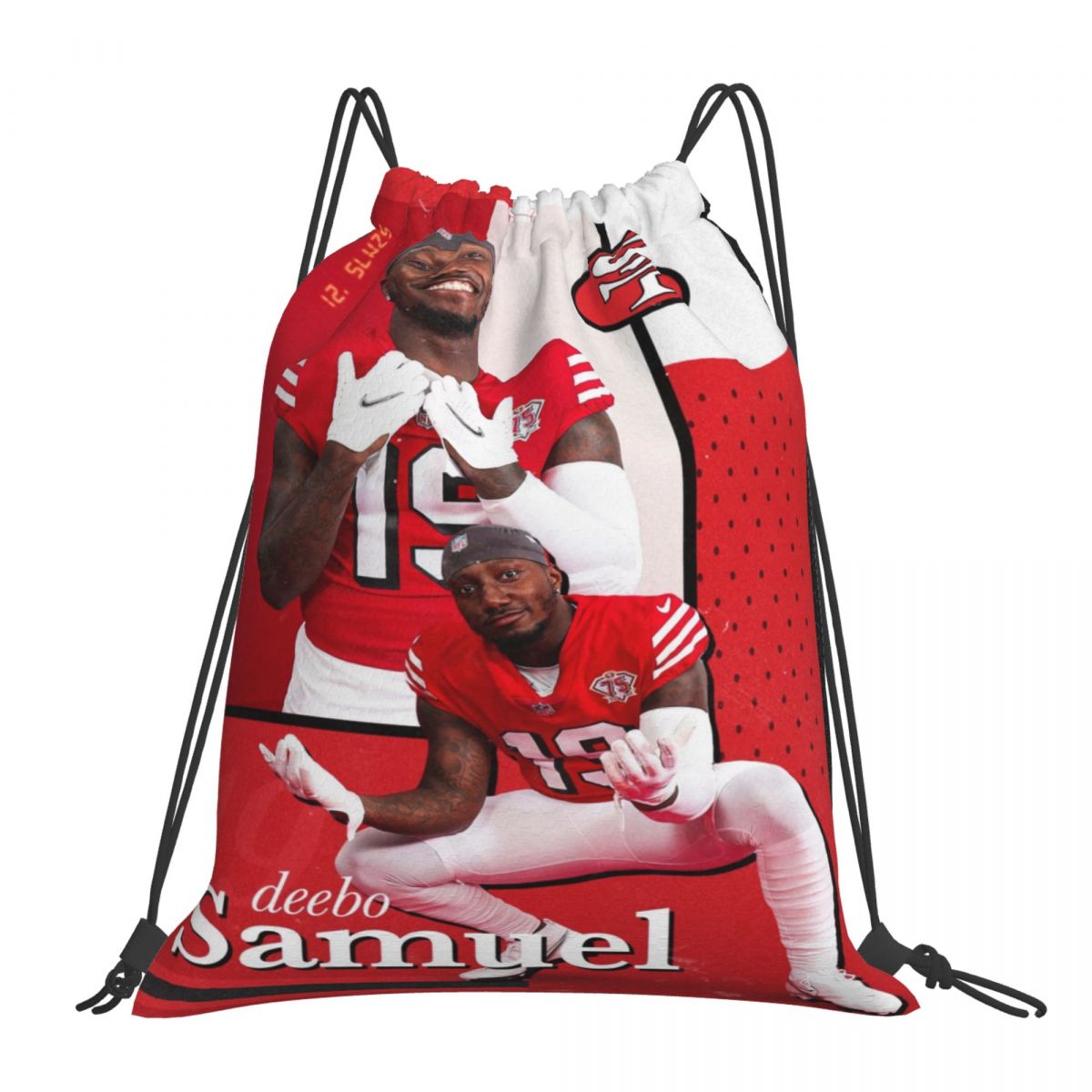San Francisco 49ers Throwback Deebo Samuel Drawstring Bags for School Gym