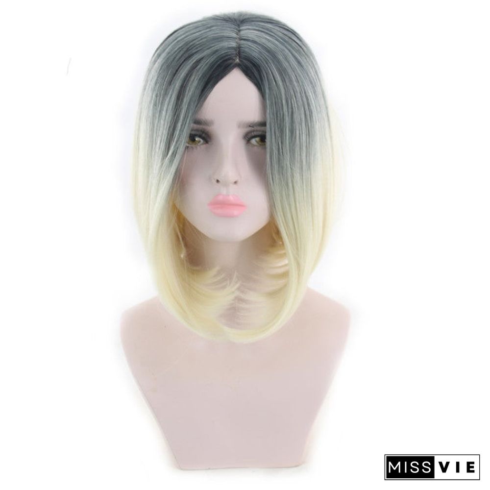 Bobo Wig Women's Short Hair Straight Hair Gradient Platinum