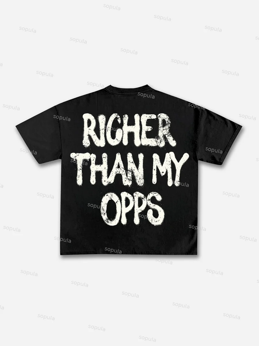 Richer Than My Opps Vintage Abstract Man Graphic Cotton T-shirt