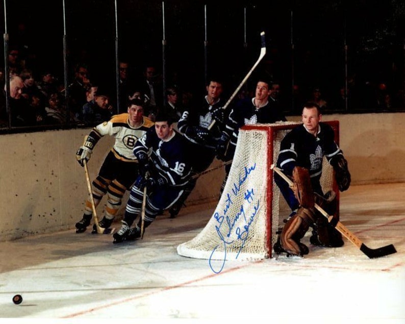 Johnny bower signed autographed nhl maple leafs Photo Poster painting