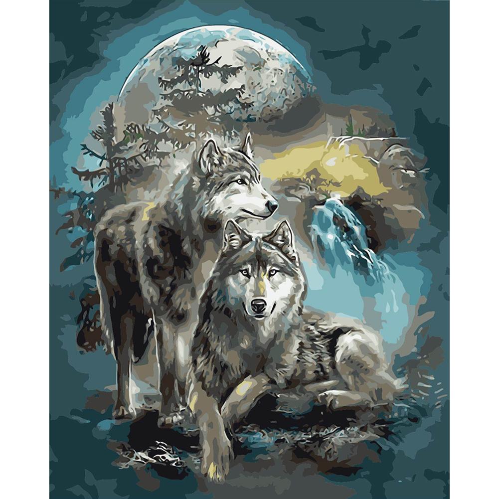 

40*50CM Paint By Numbers-Night Wolves, 501 Original