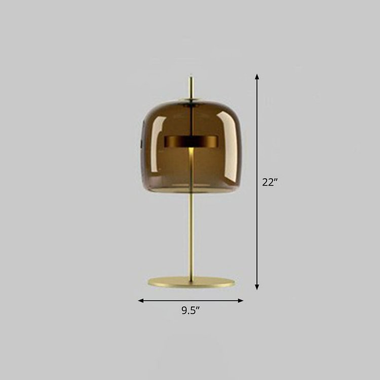 Glass Cloche Shaped Nightstand Light Minimalism Gold Finish LED Table Light for Bedroom