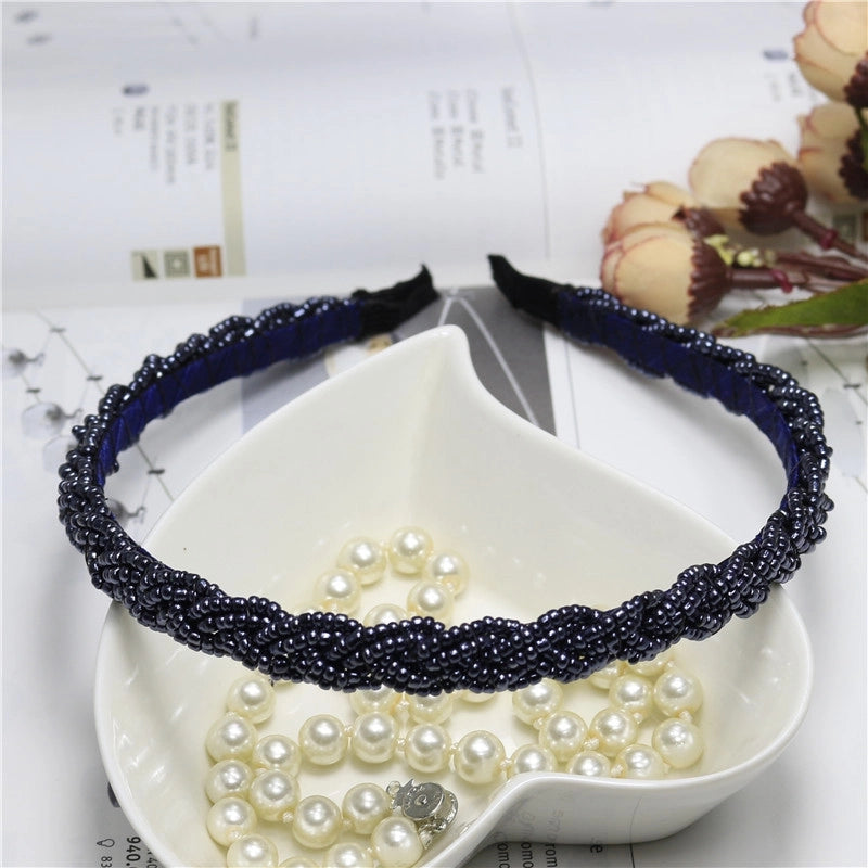 Women’s Fashion Solid Color Plastic Beaded Hair Band