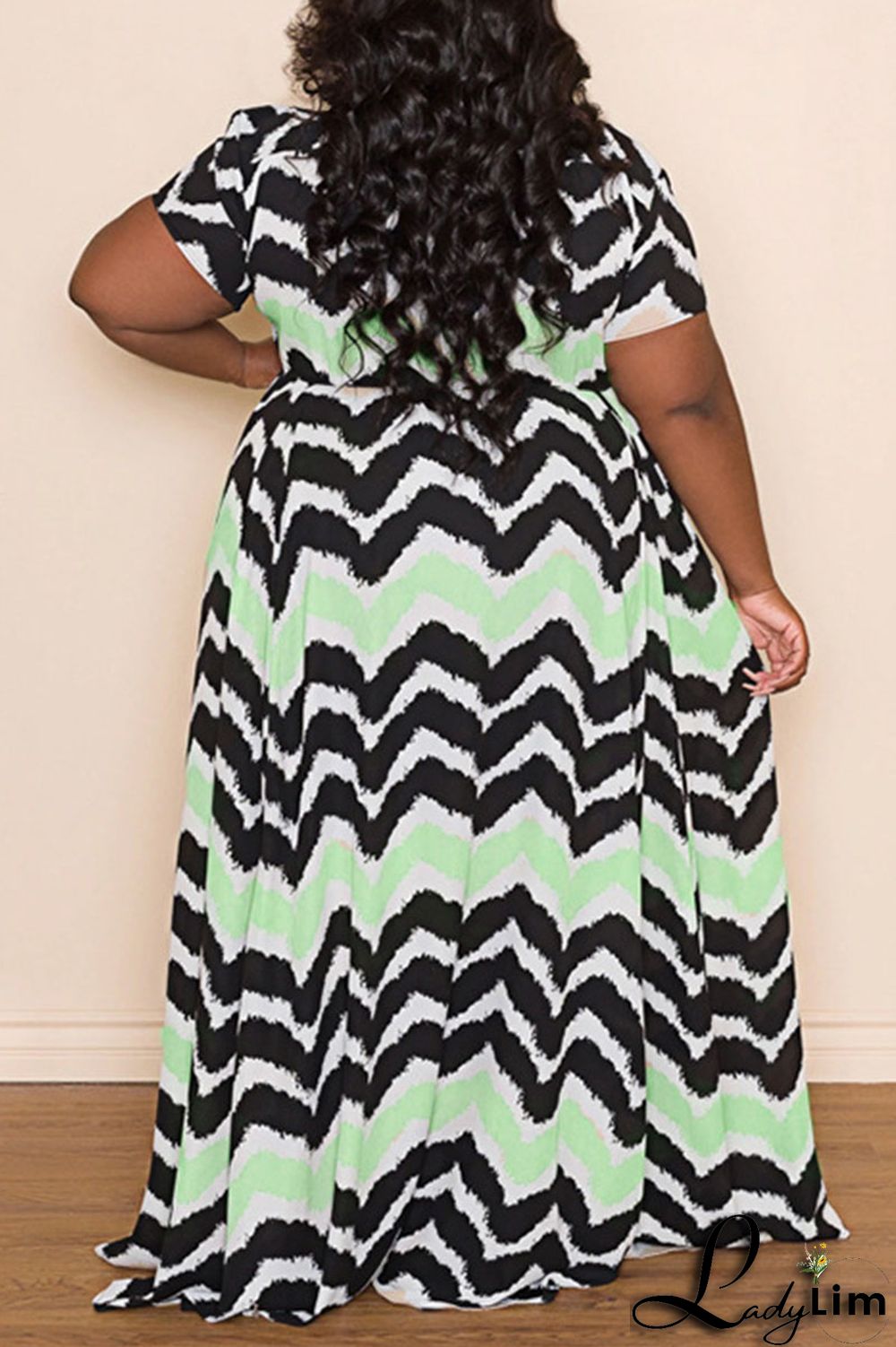 Apricot Casual Striped Print Patchwork Buckle Turndown Collar A Line Plus Size Dresses(Without Belt)