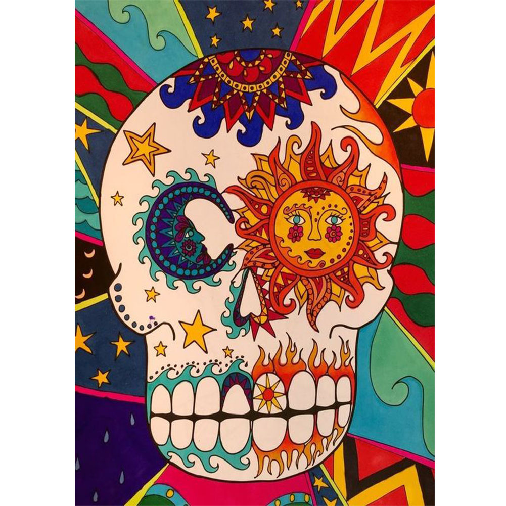 

30*40CM - Crystal Round Drill Diamond Painting - Graffiti Skull, 501 Original