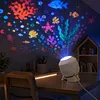Dynamic Rotating LED Ocean Light Projector Dimmable Brightness & Flexible Stable Base Design Night Light Projector USB Powered & Versatile for Kids Bedroom Decoration