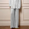 Women's Sequin Elegant Prom Party Deep V Neck Blazer &  Long Pants Set 