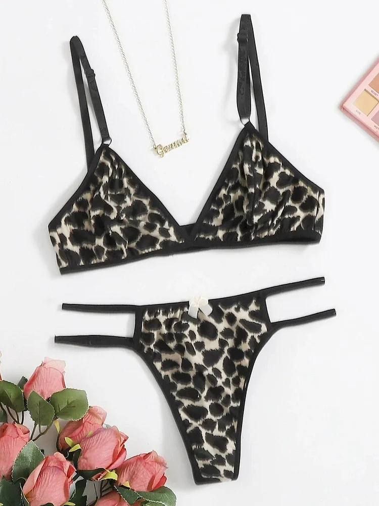 Leopard Cut-out Lingerie Set