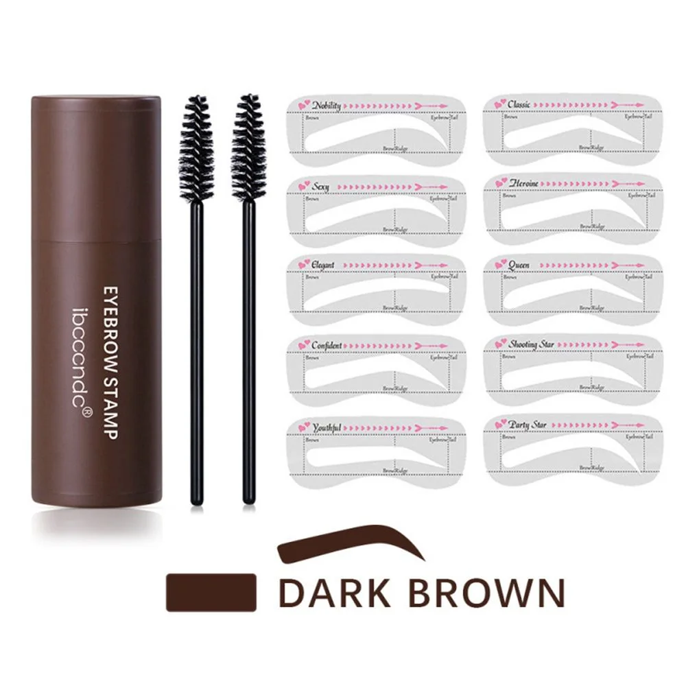 One Step Eyebrow Stamp Shaping Kit Professional Eyebrow Gel Stamp Makeup Kit with 10 Reusable Eyebrow Stencils Eyebrow