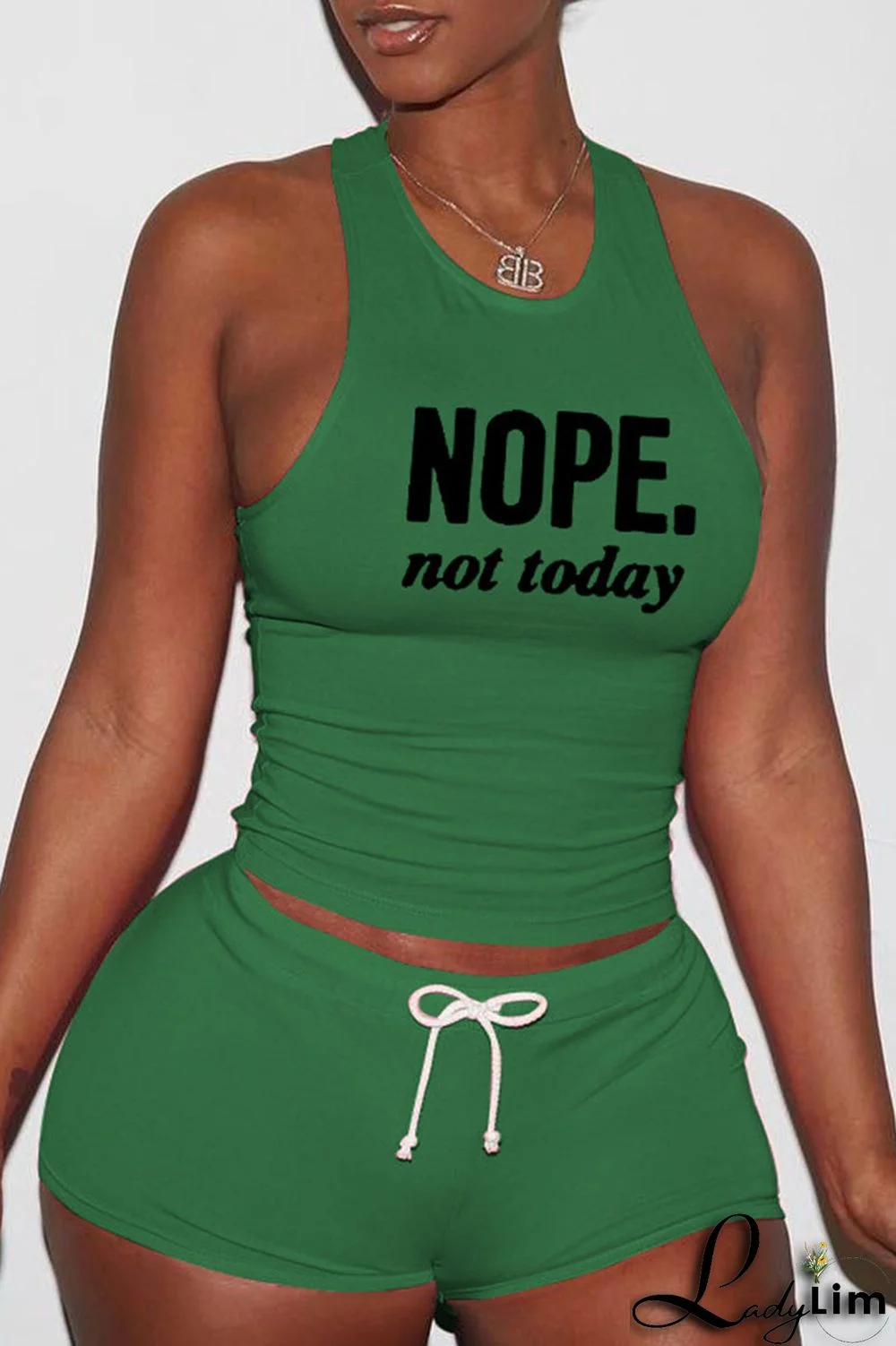 Red Sexy Print Split Joint O Neck Sleeveless Two Pieces