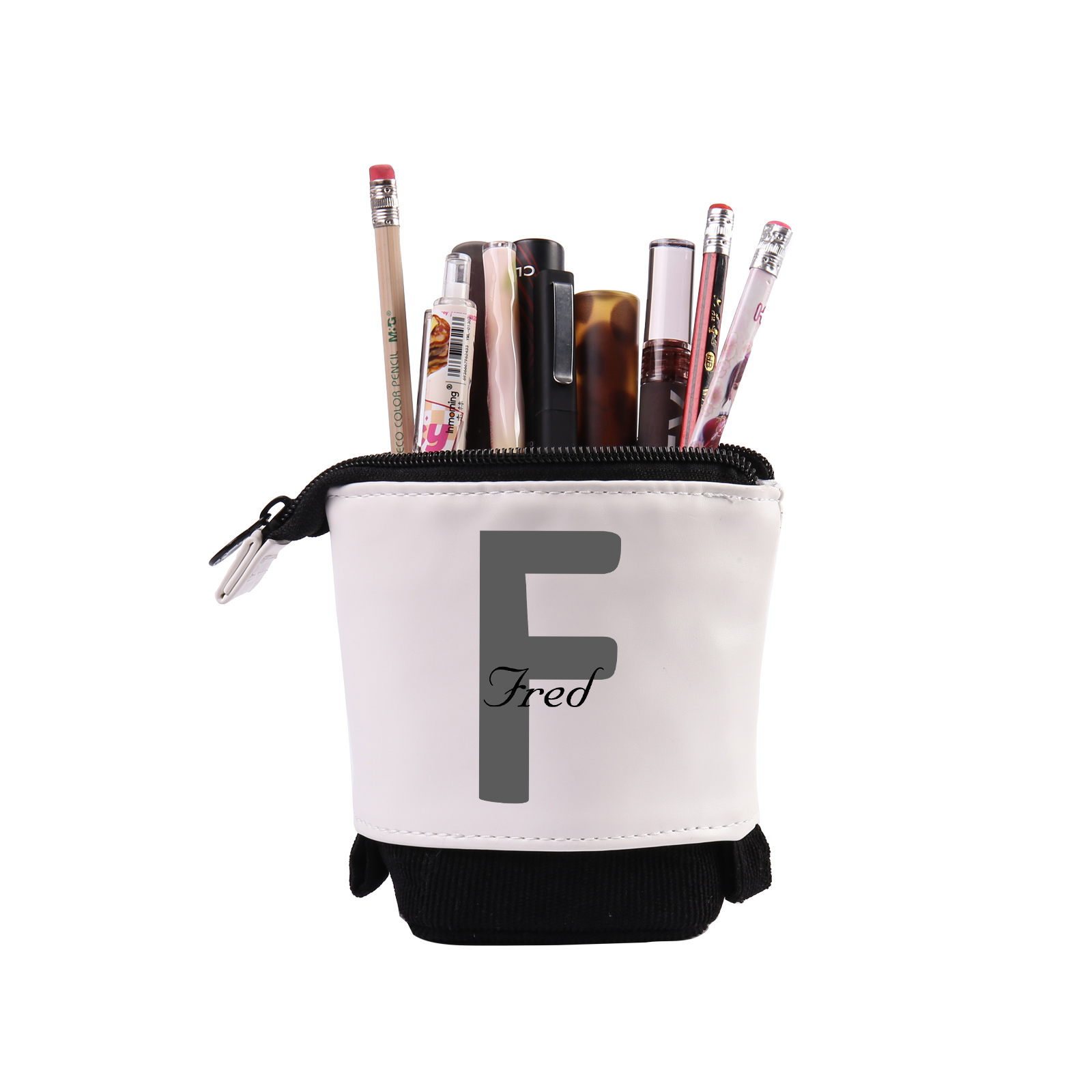 Personalised Pencil Case Custom Name & Letter Pen Pouch Canvas PU Leather Back To School Gift for Kids-Jessemade AU