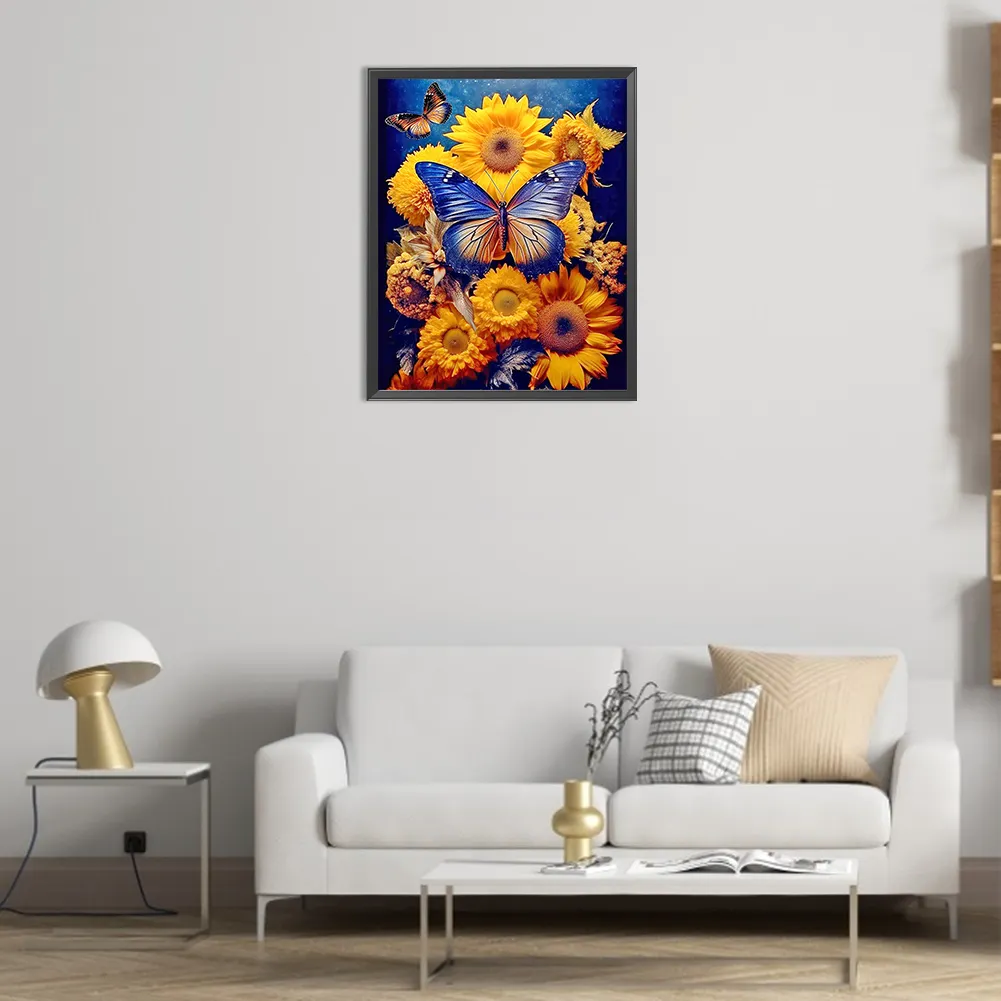 Full Round Diamond Painting 40*50cm - Sunflower Butterfly