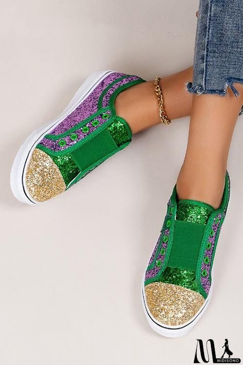 MidiSono - Green & Gold Glitter Sneaker