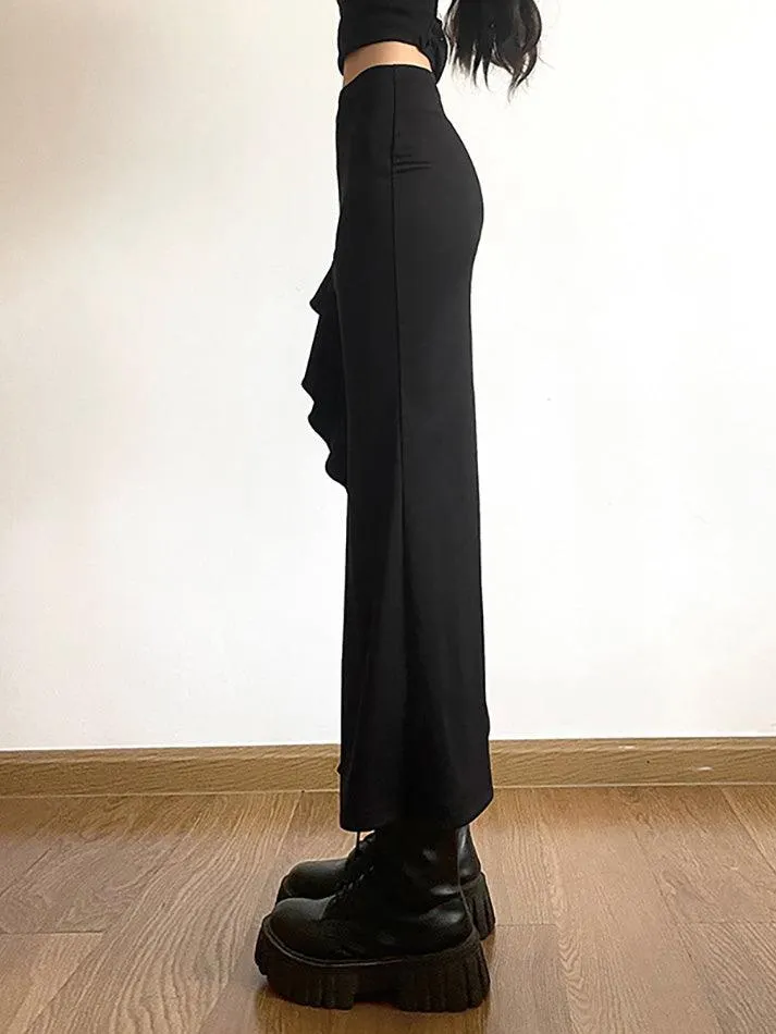 Brownm High Waist Irregular Split Goth Skirt