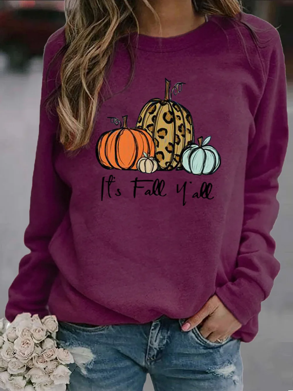 It's Fall Yall Pumpkin Leopard Sweatshirt