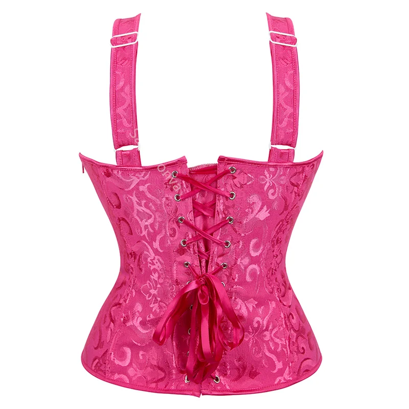 Billionm Corset Top With Straps Sexy Bustier Zipper Brocade Vest Lingerie Plus Size Gothic Overbust Corselet For Women Outfit