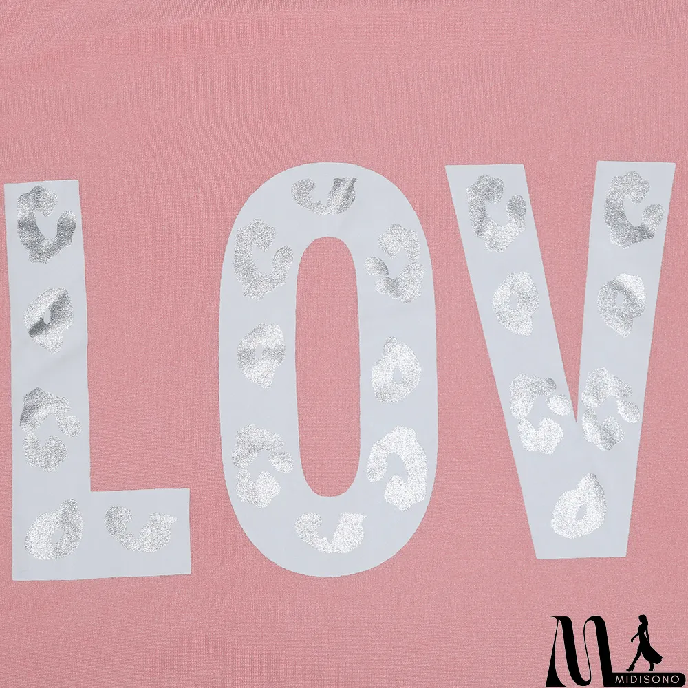 MidiSono - Plus Size Letter Print Long Sleeve 2 Piece Sets