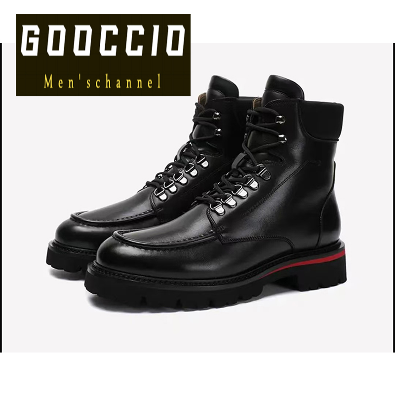 NJ187 Calf-Skin Fleece-Lined High-Top Martin Boots For Men GOOCCIO-NJ-Series  