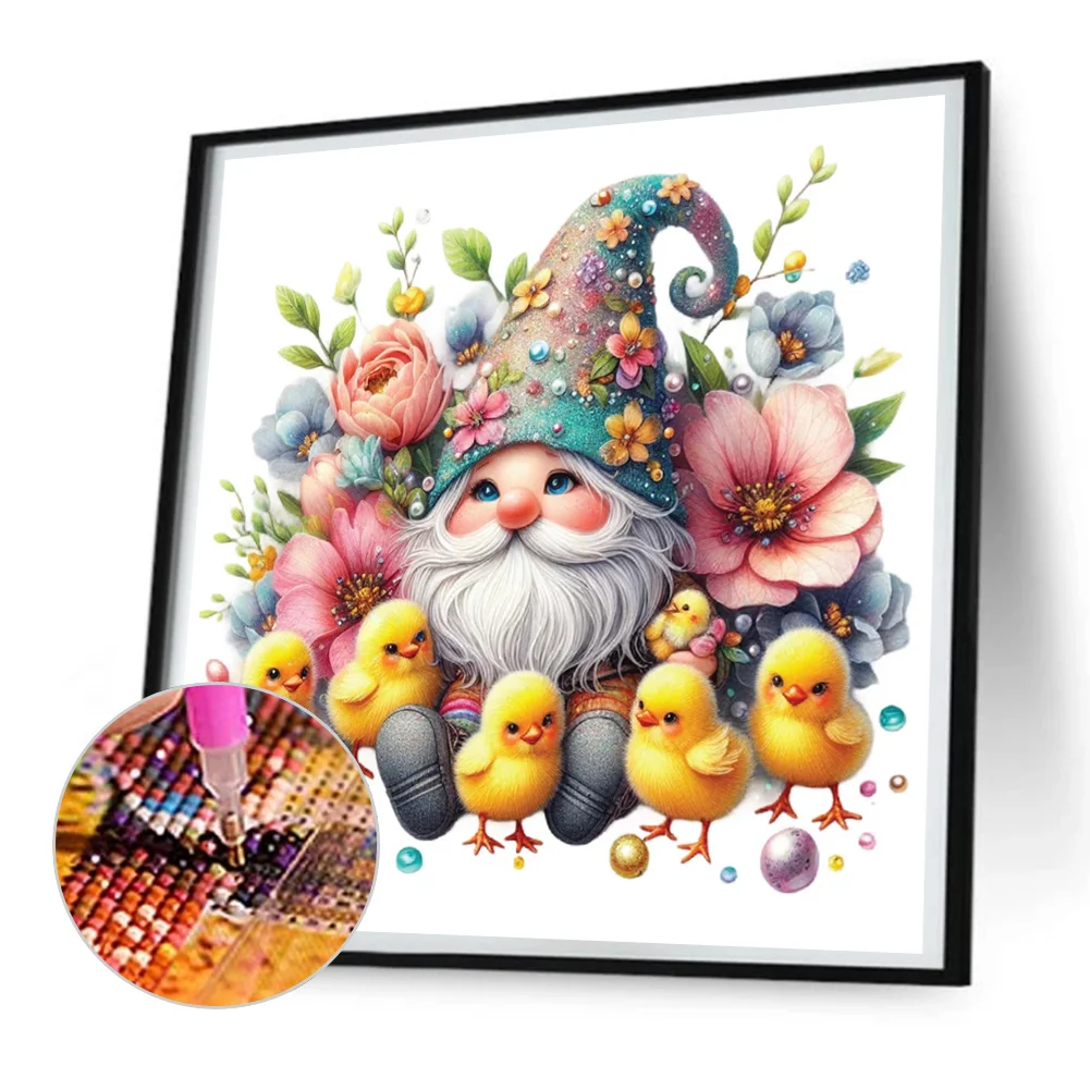 Full Round Diamond Painting 30*30cm - Beautiful Goblin And Chicken