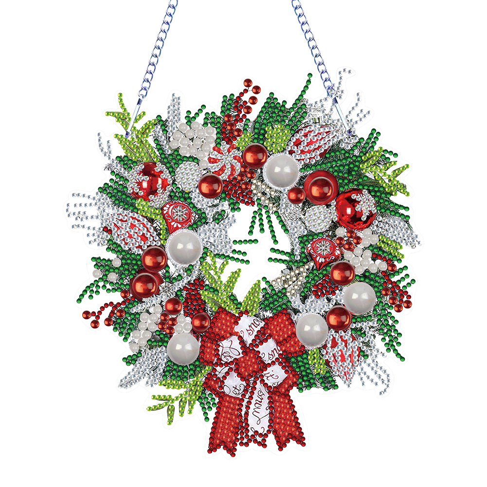 5D DIY Hanging Wreath Diamond Christmas Diamond Wall Decor Wreath (#6)