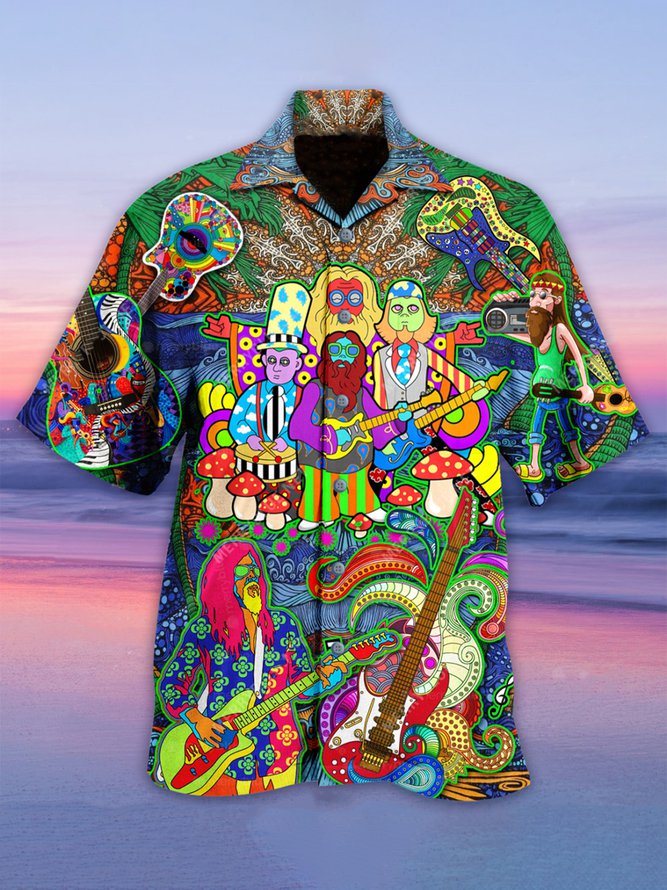 Men's Cuban Collar Pop Pattern Hawaiian Shirt PLUSCLOTHESMAN