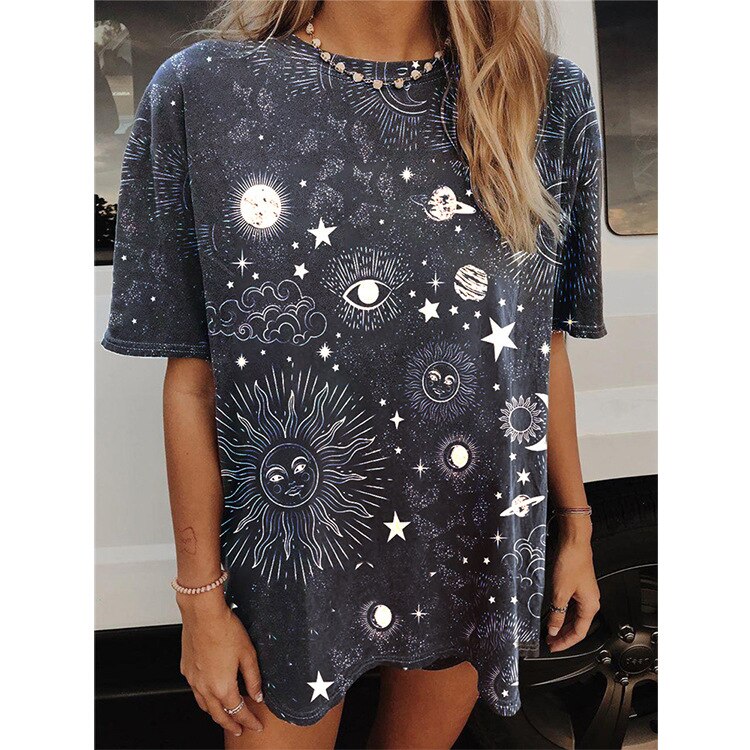 Black Luxury Printing Graphic T Shirts Women New Summer Tees Fashion Girls Oversized Fun Teens Clothes Harajuku Style Loose Tops