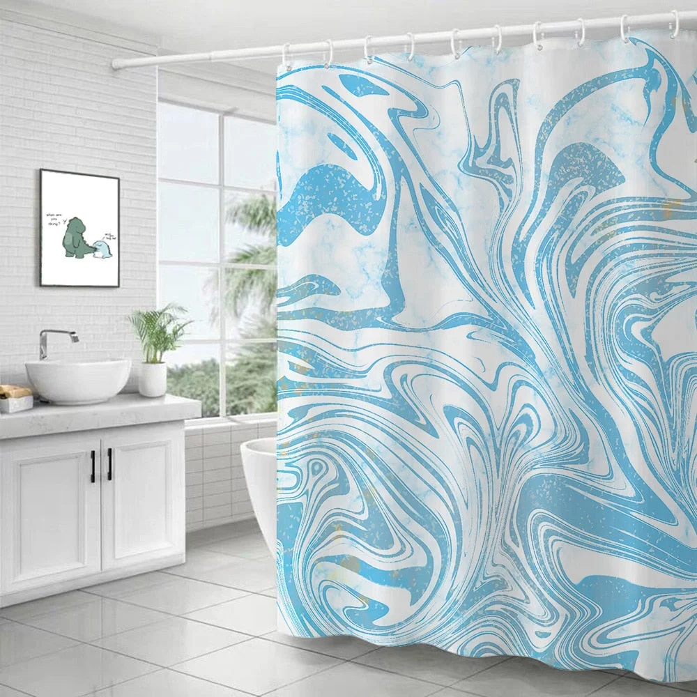 Polyester Abstract Marble Shower Curtain 3D Stripe Printing Colorful Bathroom Curtains Waterproof Fabric Bath Curtain Decor
