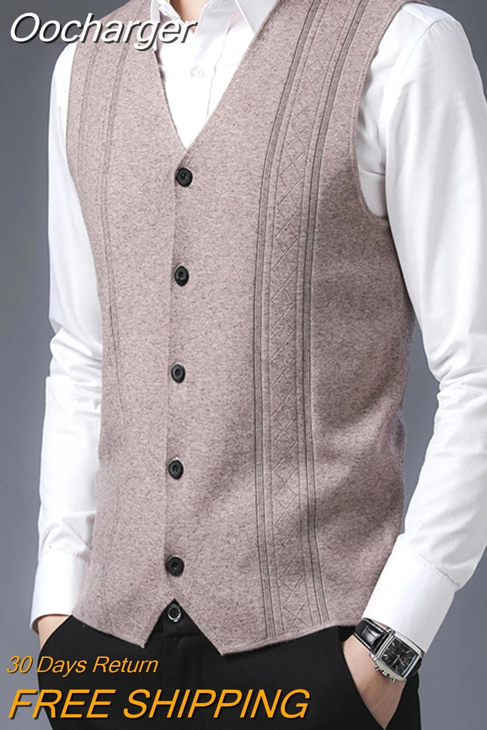 Oocharger Grade 6.5% Wool Men's Sweater Vest Spring and Autumn New Men Smart Casual Classic Argyle Sleeveless V-Neck Knit Vest