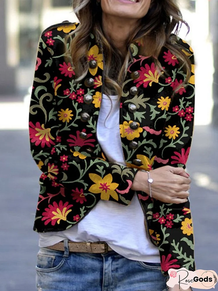 Stylish Printed Button-Down Slim Jacket