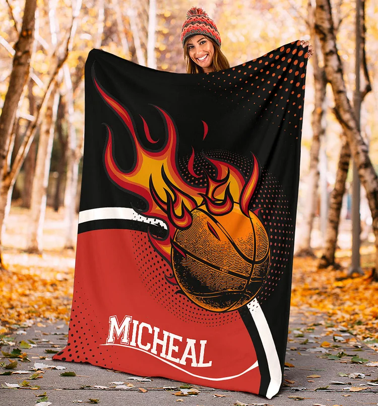 Personalized Basketball Blanket, Basketball Boy Sherpa Fleece Blanket | BKKid722
