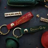 Handmade cowhide bell keychain pendant Christmas couple gift