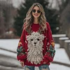Women's Christmas Pattern 3D Decoration Round Neck Loose Sweatshirt
