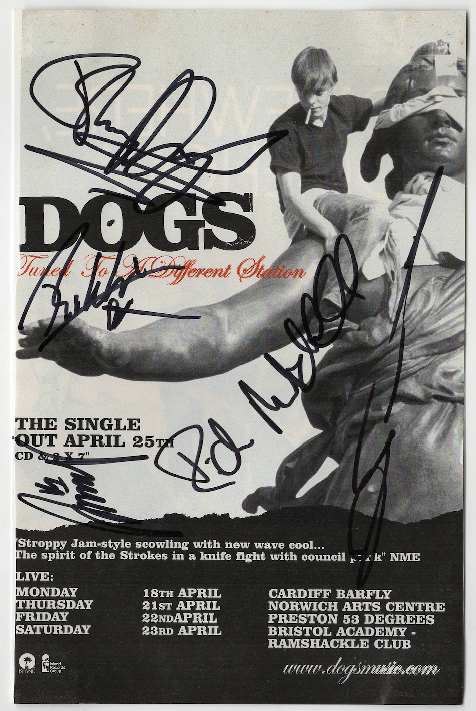 Dogs band signed autographed magazine promo! RARE Guaranteed Authentic 2607