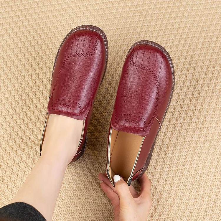 Wide Fitting Shoes Genuine Leather Casual Women Shoes  Stunahome.com