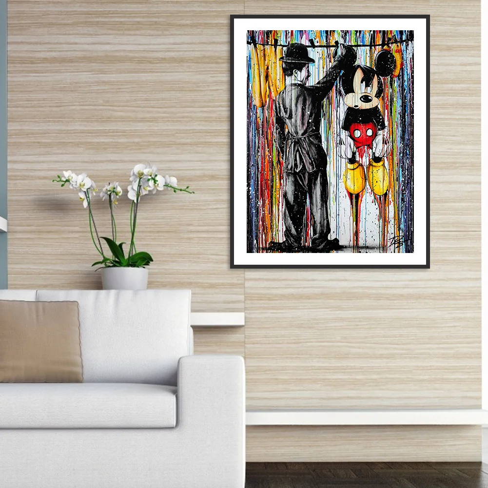 Full Round Diamond Painting 30*40cm - Chaplin And Mickey