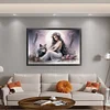 Beauty And The Wolf-11CT Stamped Cross Stitch 60*40cm/23.62*15.75in (Big Size)