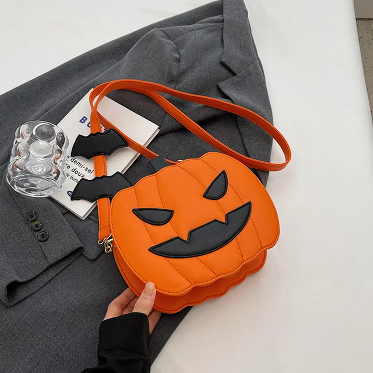 Halloween Funny Pumpkin Cartoon Colorblock Shoulder Bags