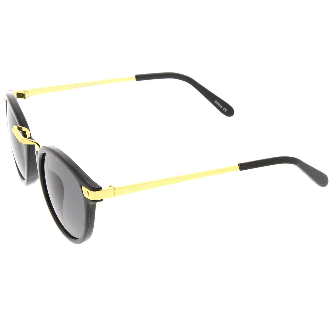 Retro Horn Rimmed Metal Nose Bridge P3 Round glasses 50mm