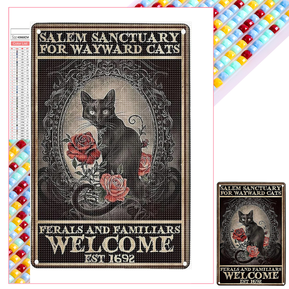 Rose From Black Cat 40*60cm(picture) full square drill diamond painting