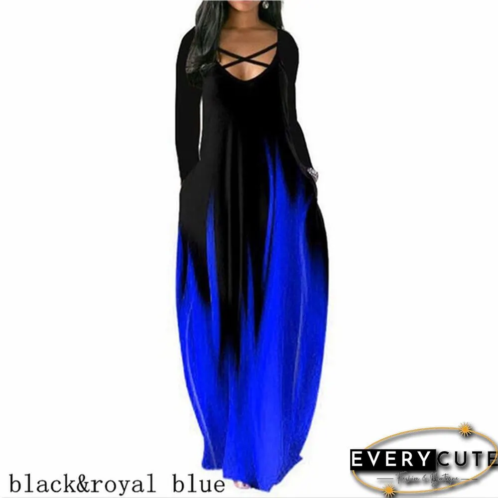 Womens loose dress bohemian holiday prom kaftan maxi oversized tunic kleid floral cotton
