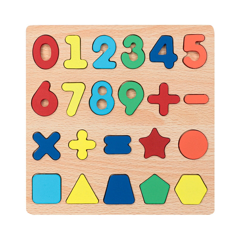 Wooden Colorful Alphabet Number Cognitive Matching Puzzle Kids Toys