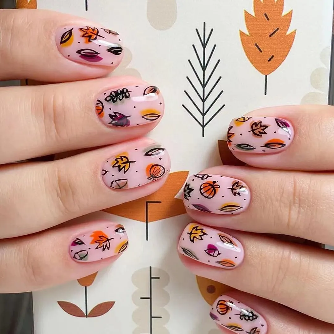 Churchf Churchf Short Square Maple Leaf Thanksgiving Day Nail Leaves Autumn Fake Nails Finished Nail Tablets Wearing Armor