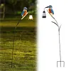 Solar Powered Kingfisher Garden Stake Lantern Outdoor Warm LED Decor