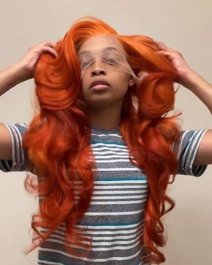 US Mall Lifes® | (🔥HOT)NEW HAIRSTYLE Lace Wig Frontal Hand-Tied Trendy Wave Wig/Orange US Mall Lifes