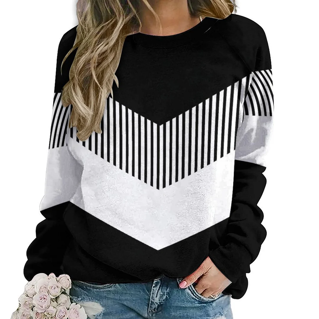 Printed Long Sleeve Casual Sweatshirt for  Women and Men Unisex Pattern Graphic, Black, Ray