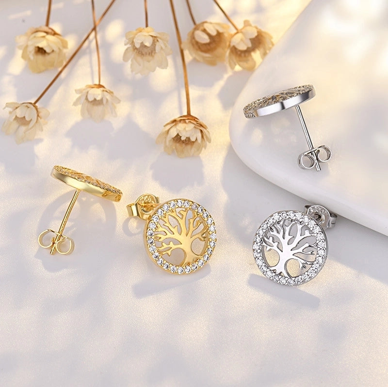 Tree Of Life S925 Sterling Silver Pin Earrings Women’s Fashion Temperament Earrings  Manufacturers