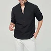 Gioiacombo&trade; Camicia Henley a maniche lunghe in cotone tinta unita da uomo