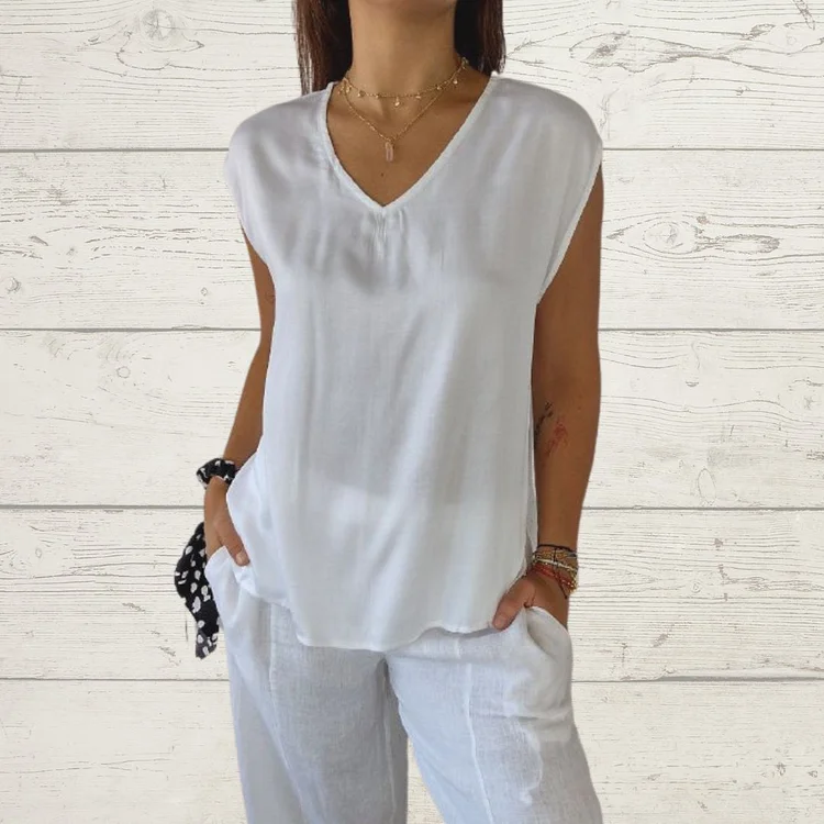 Sleeveless Button-down Shirt