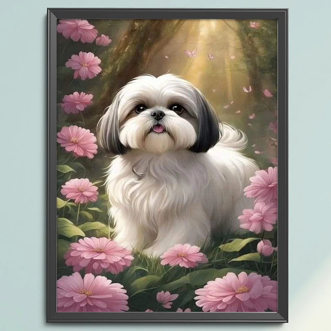 Shih Tzu Full 11CT DIY Stamped Cross Stitch Kits 40x55cm for Adults Home Decor